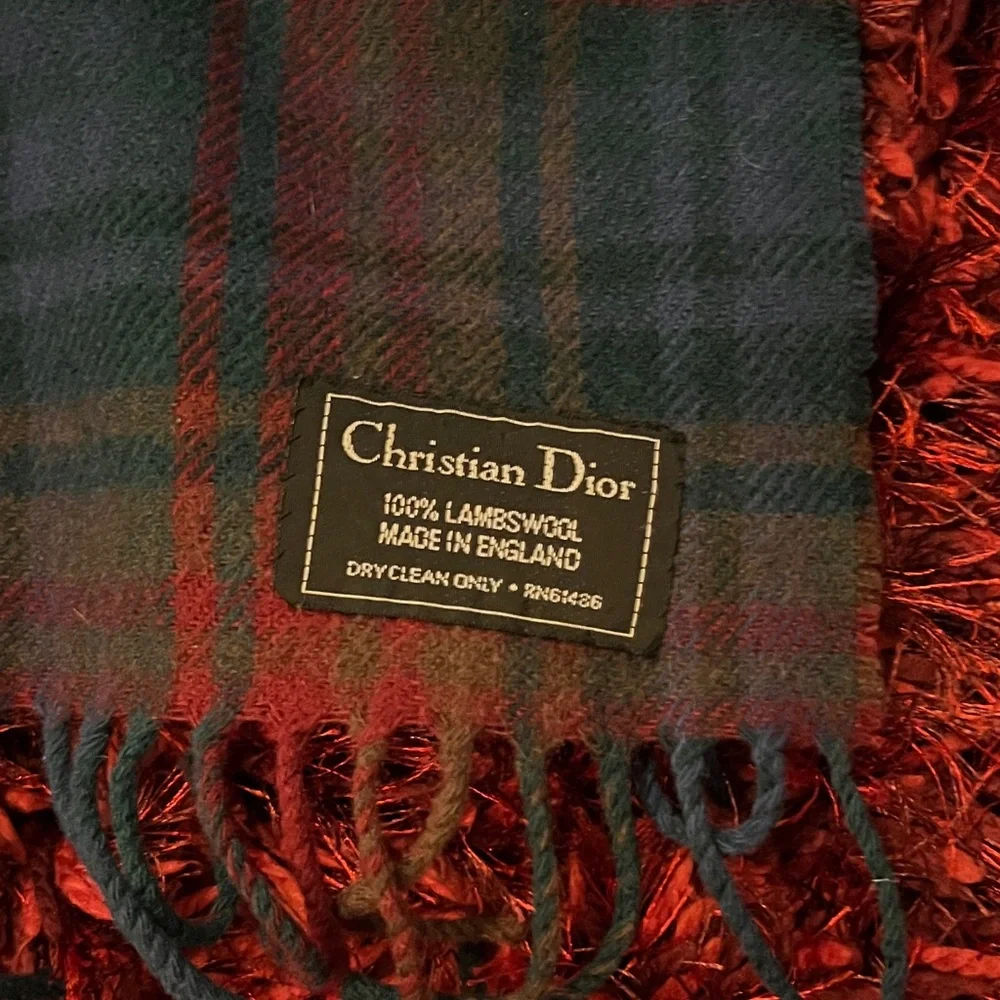 Dior Red and Blue‎ Plaid Scarf